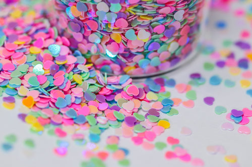 Pastel mix Glitter Hearts