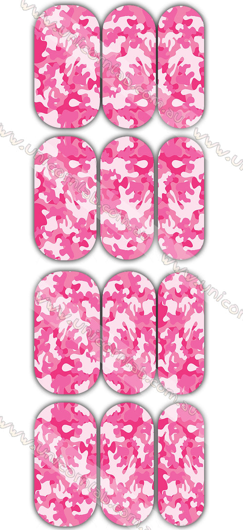 Pink and White Camo Waterslide Decals - Emerson Crystals
