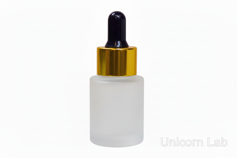 Wholesale Bottle Builder - Unicorn Lab A 15ml frosted bottle with black rubber and gold cap