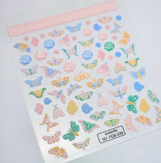 Nail Sticker - 3D pastel butterfly - Unicorn Lab