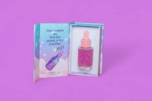 30ml dropper bottle of Bubblegum Grape Unicorn Cuticle Oil designed for professional salons.
