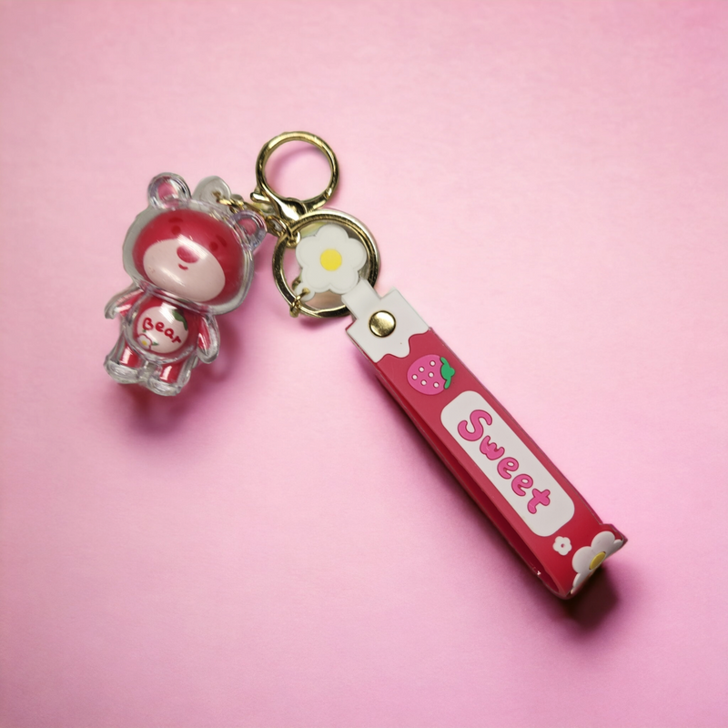 Pink Space Bear Keychain