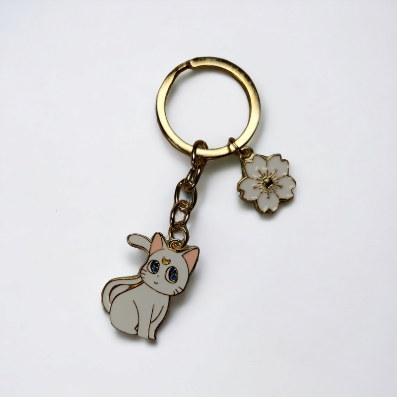 White cat metal Keychain