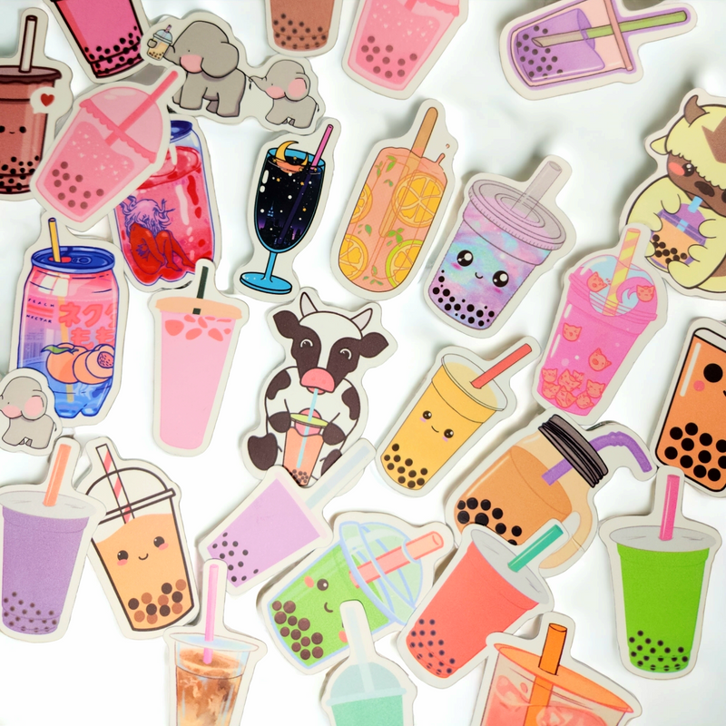 Bubble Tea theme stickers X10