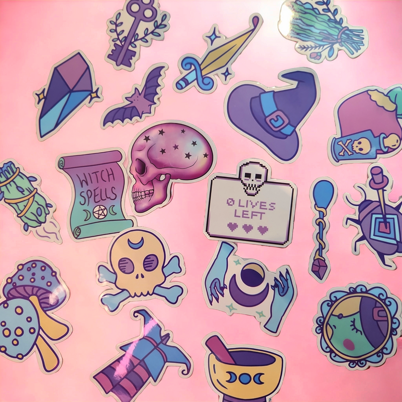 Pastel Witch Theme stickers X20