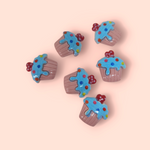 BLUE CUPCAKE CHARM X6