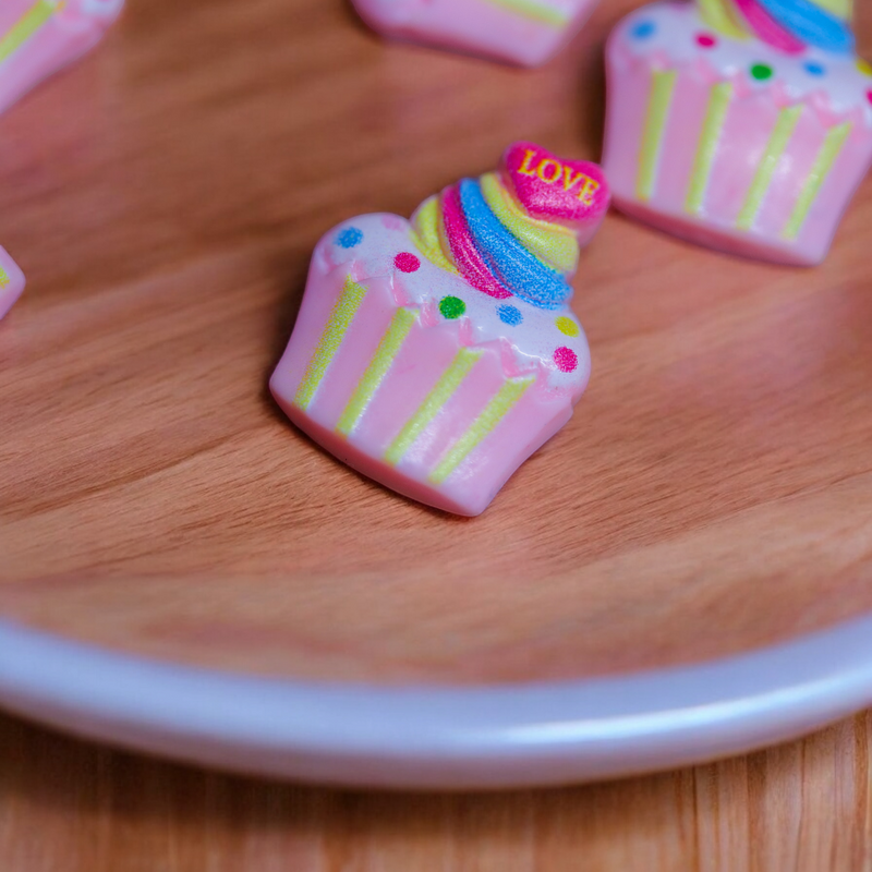 PINK LOVE CUPCAKE CHARM X8