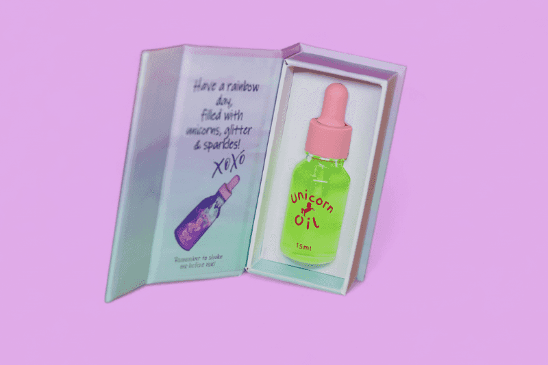 15ml cuticle oil gift box in green with coconut lime grapefruit scent, luxury nail serum