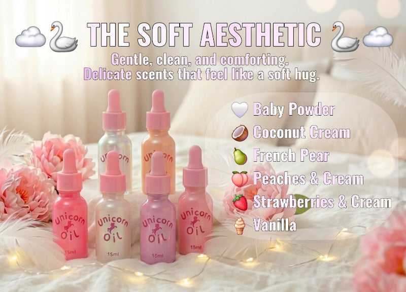  unicorn oil bottles with soft aesthetic description