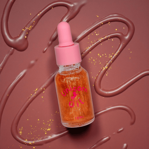 Chocolate Unicorn Cuticle Oil - Unicorn Lab with  chocolate swirl background