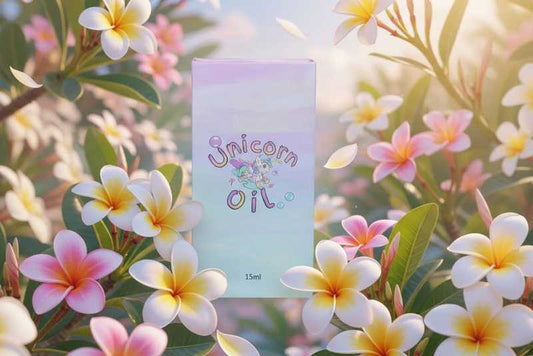 Frangipani cuticle oil in luxury design box with botanical floral styling, hydrating nail serum