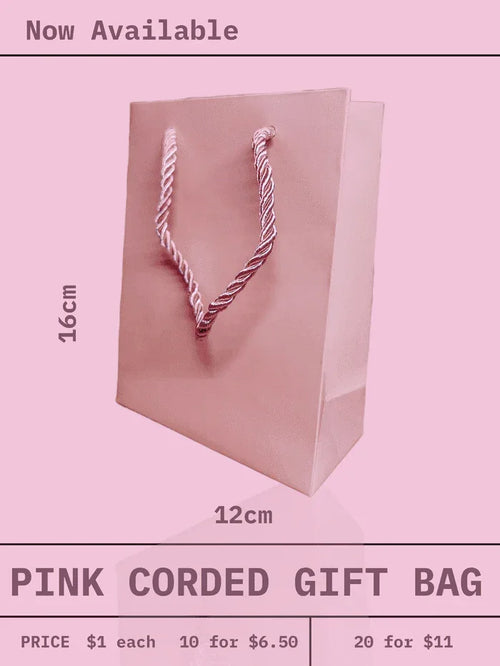 Pink Corded Small Gift Bags - Unicorn Lab