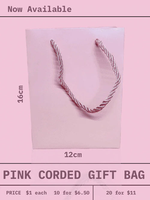 Pink Corded Small Gift Bags - Unicorn Lab