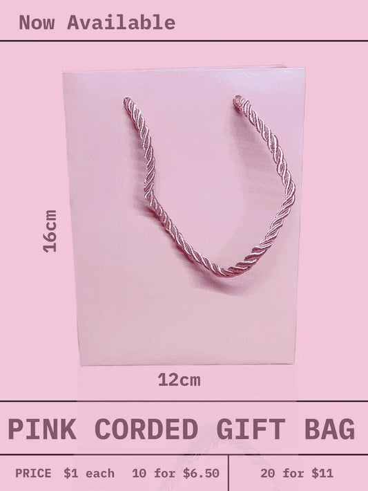 Pink Corded Small Gift Bags - Unicorn Lab