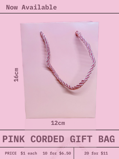 Pink Corded Small Gift Bags x1