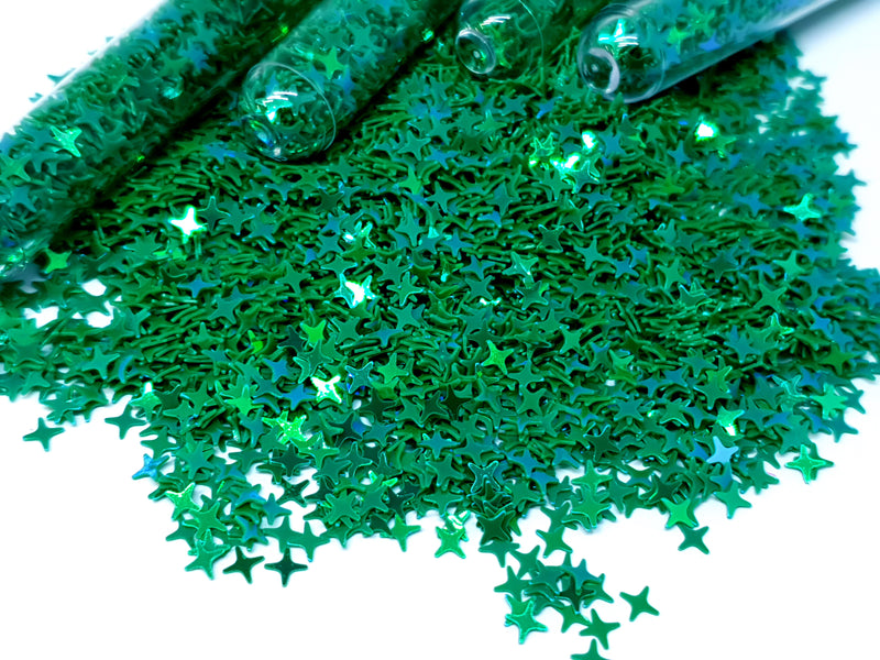 Green Glitter Stars