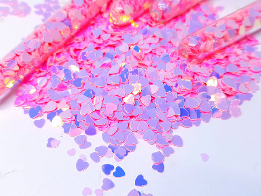 Iridescent Pink Glitter Hearts - Unicorn Lab