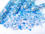 Iridescent Blue Glitter Hearts