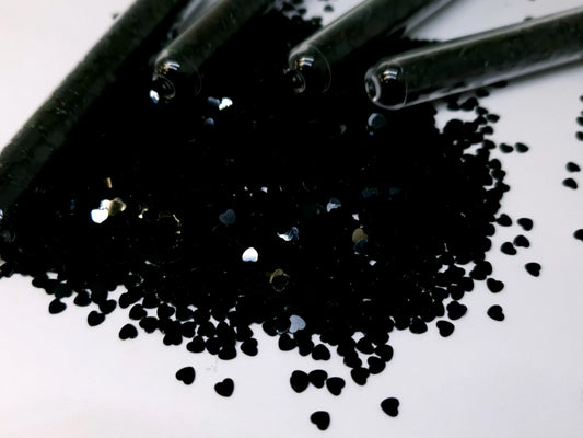 Black Glitter Hearts - Unicorn Lab
