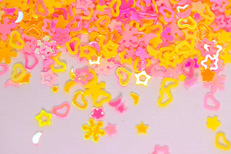 Pink & Yellow Mix Shape Glitter
