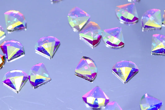 6mm Flatback Rhinestones - Crystal AB Fan Shape - Unicorn Lab