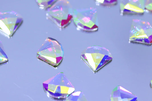 6mm Flatback Rhinestones - Crystal AB Fan Shape - Unicorn Lab