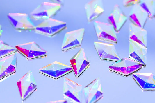 11mm Crystal AB Rhombus Flatback Rhinestones - Unicorn Lab