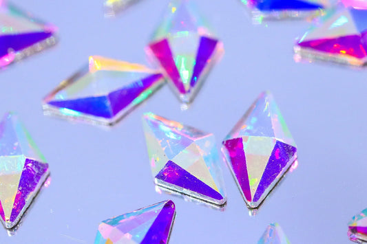 11mm Crystal AB Rhombus Flatback Rhinestones - Unicorn Lab