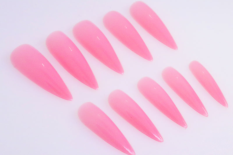 Long Pink Stiletto Tips