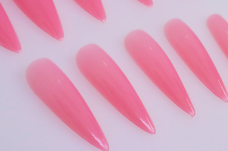 Long Pink Stiletto Tips