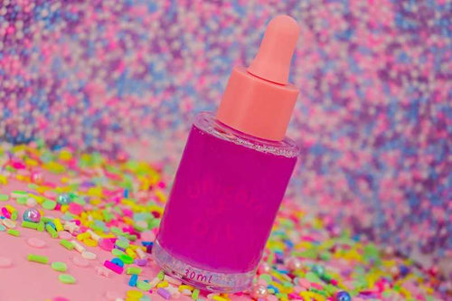 Tutti Frutti scented cuticle oil large bottle with confetti scatter, nourishing nail serum for hydration