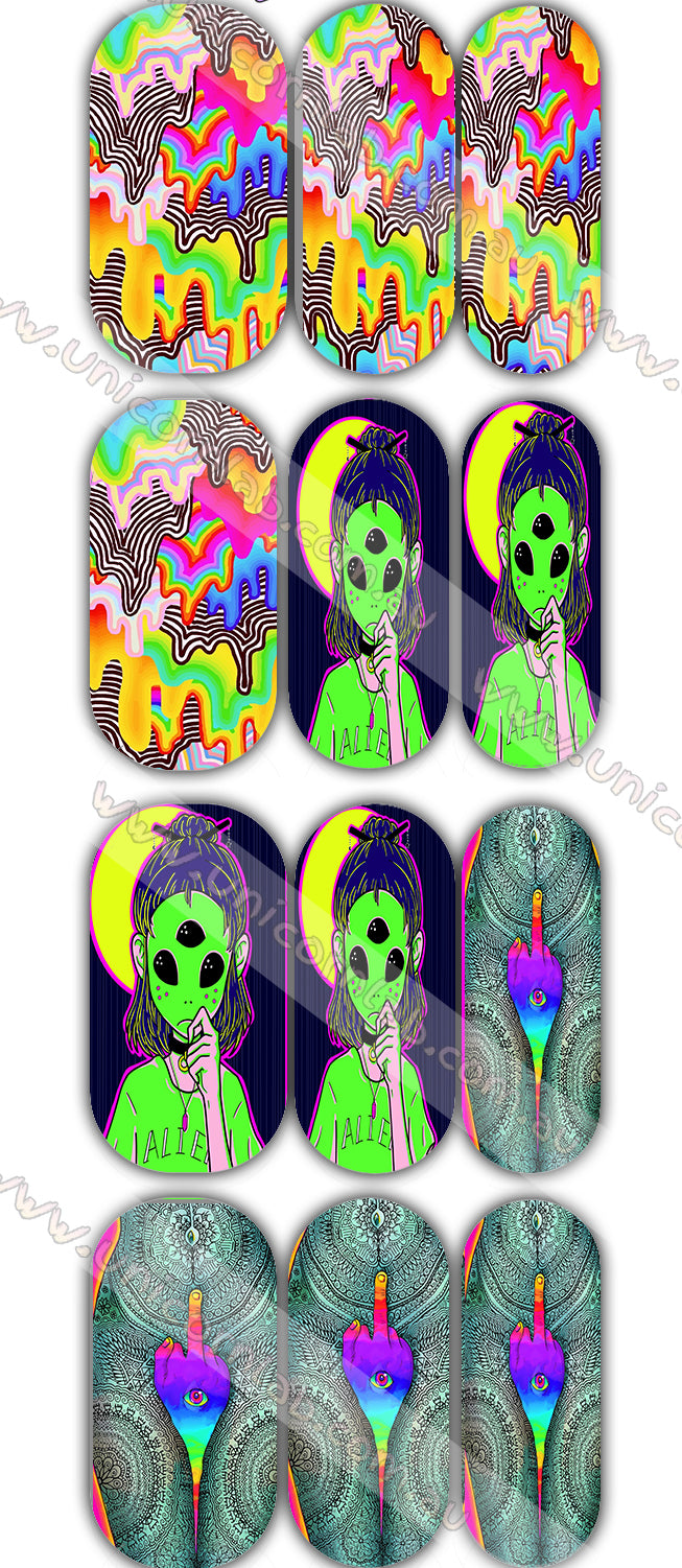 Acid Alien Design Waterslide Decals