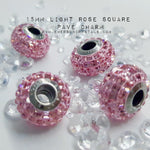 Light Rose Pave charm 15mm Square (80201) - Emerson Crystals