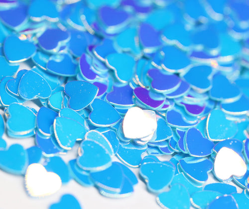 Iridescent Blue Glitter Hearts