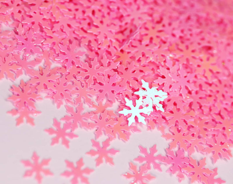 Large Pink Iridescent Snowflake Glitter
