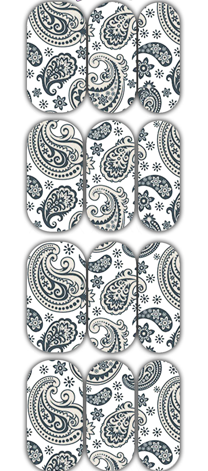 B&W Paisley Waterslide Decals