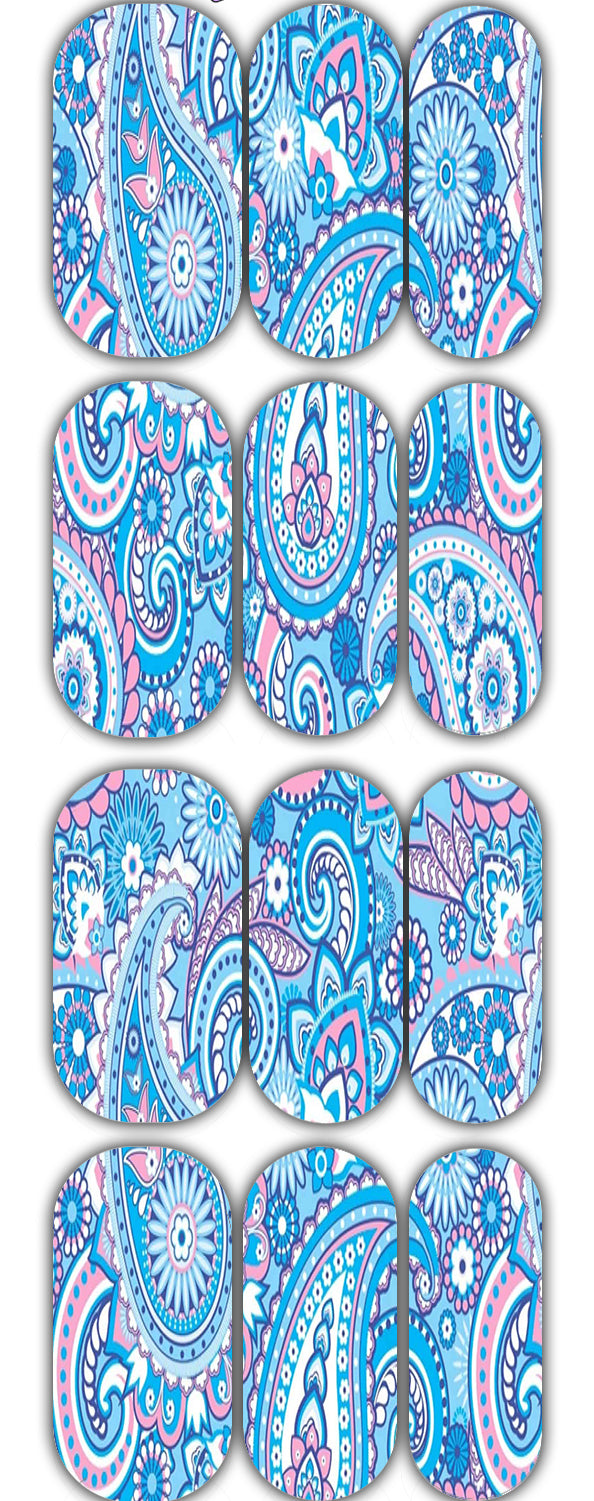 Blue Paisley Waterslide Decals