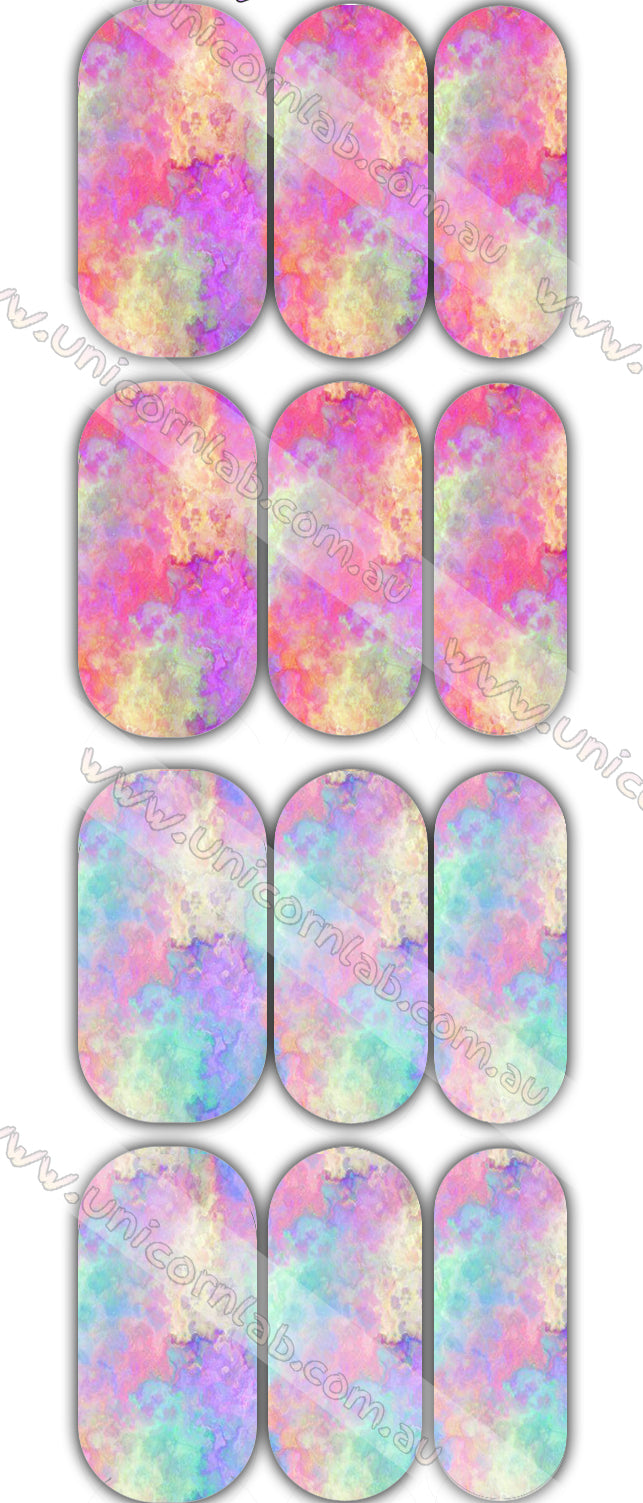 Pastel Tie Dye Duo Waterslide Decals