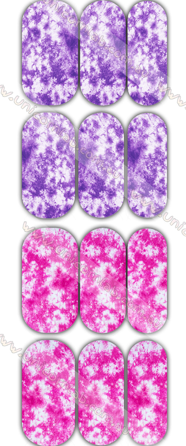 Pink & Purple Tie Dye Waterslide Decals