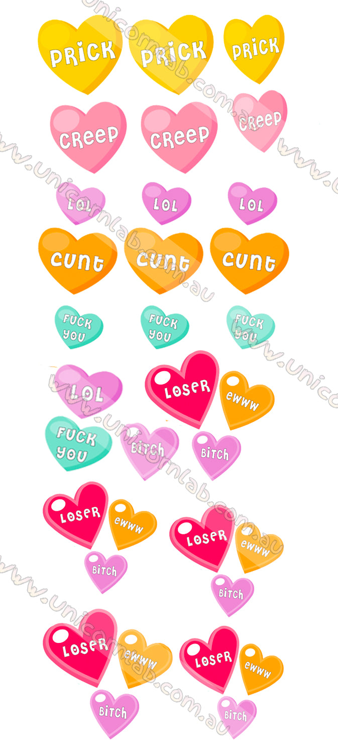 Offensive Hearts Waterslide Decals