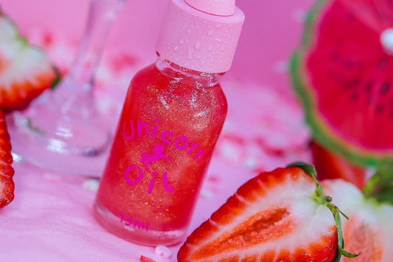 Strawberry Cocktail scented cuticle oil large bottle with fruit cocktail styling, nourishing nail serum