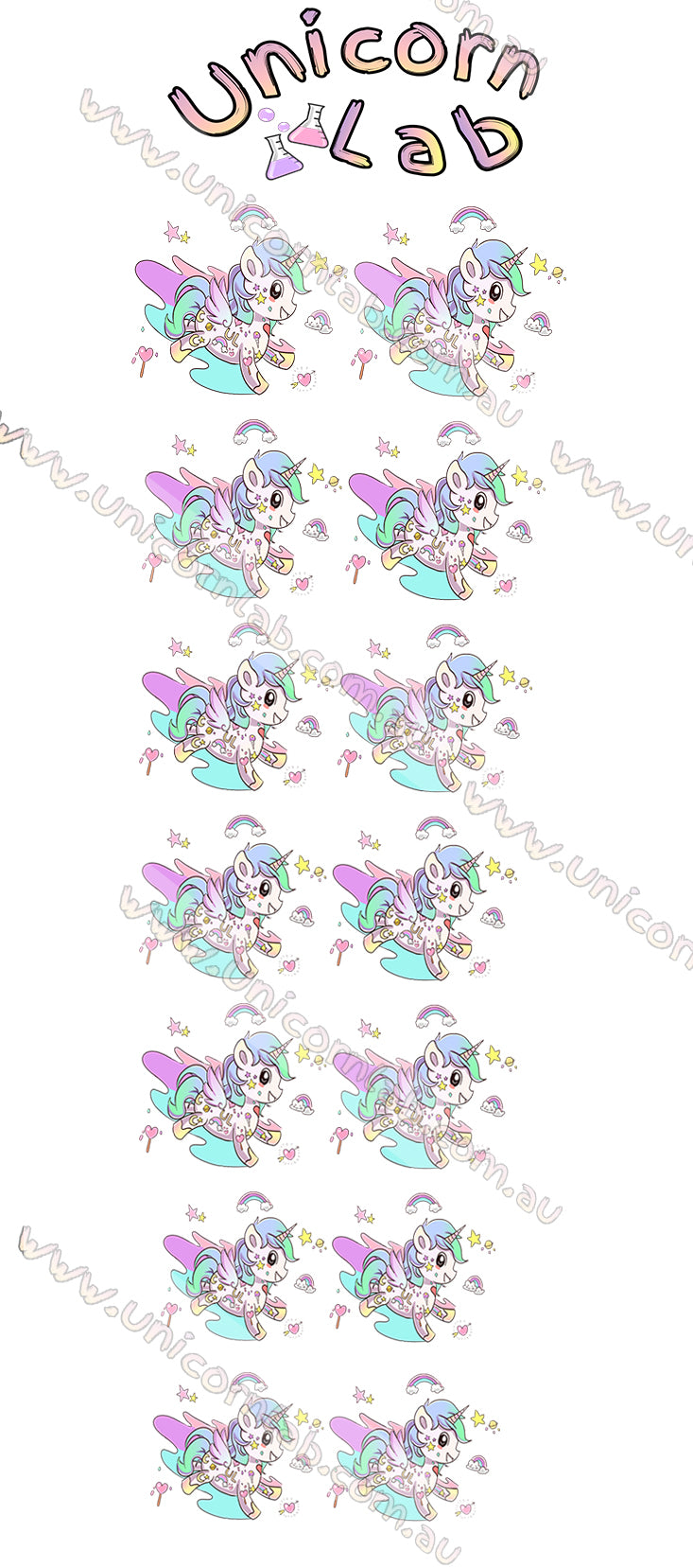 Unicorn Tattoo Waterslide Decals