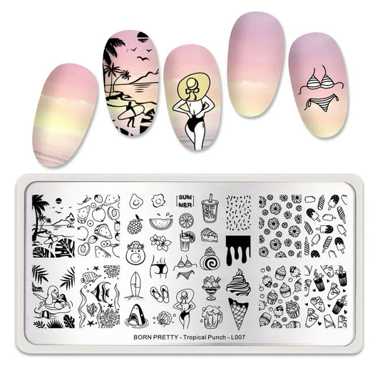 Stamping Plate - BP007 Tropical Punch - Unicorn Lab