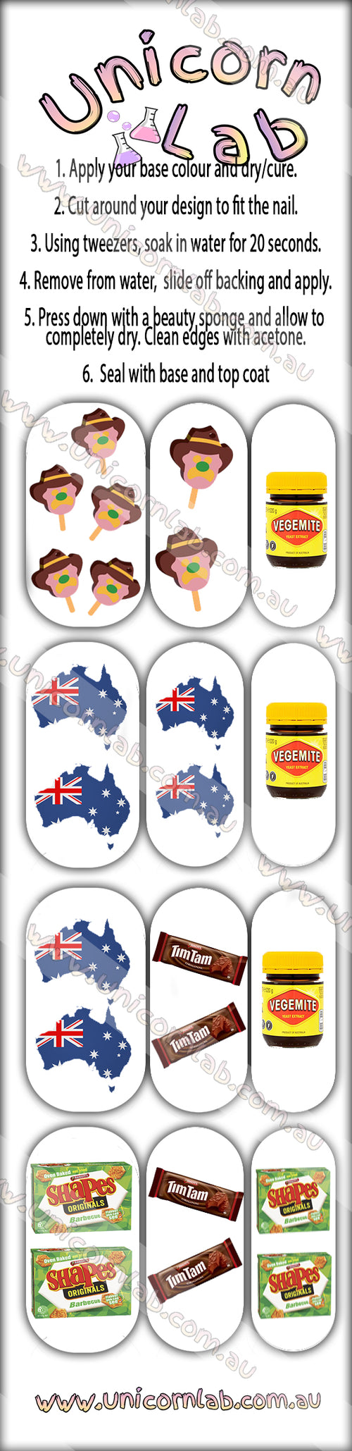 Aussie Icons Waterslide Decals - Emerson Crystals