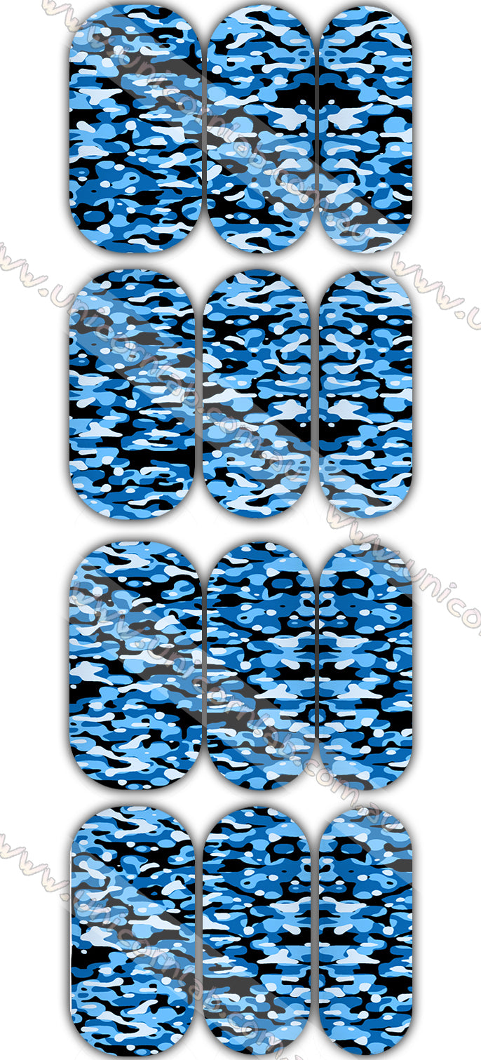 Blue Camo Waterslide Decals - Emerson Crystals