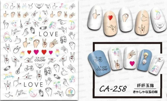 Nail Sticker - CA258 Hand Signs - Unicorn Lab