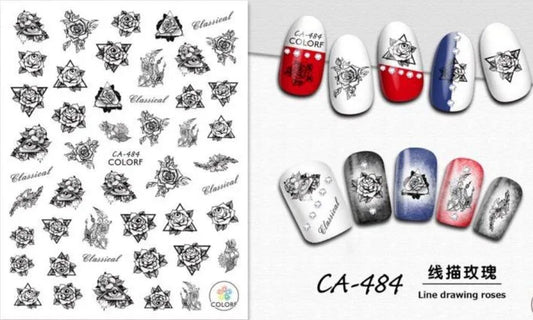 Nail Sticker - CA484 Roses - Unicorn Lab