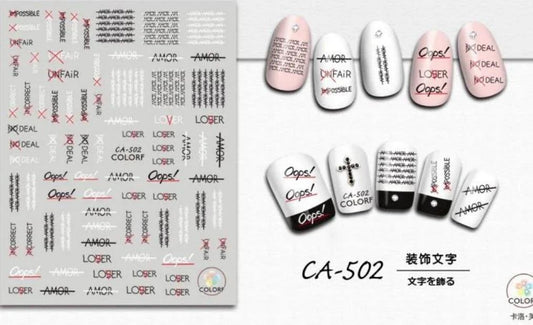 Nail Sticker - Design CA502 - Writing - Unicorn Lab