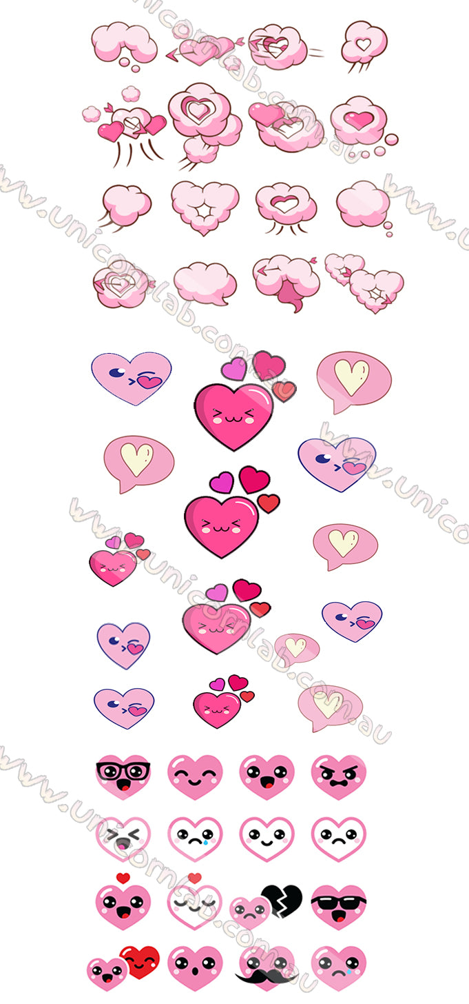 Chibi Hearts Waterslide Decals