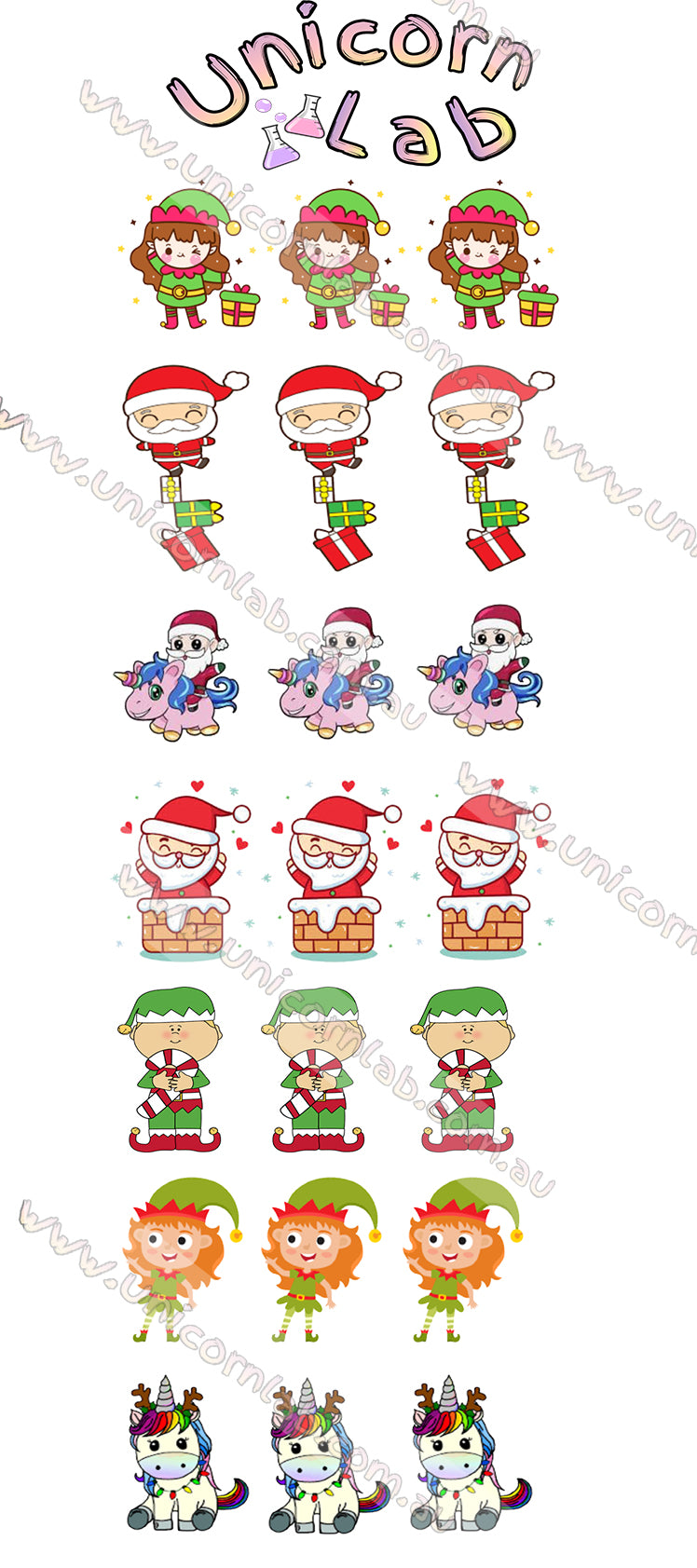 Christmas Chibi Waterslide Decals